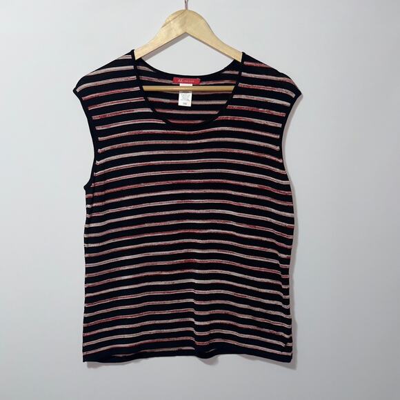 Anne Klein Red Black Sleeveless Blouse women’s size large - Picture 1 of 5